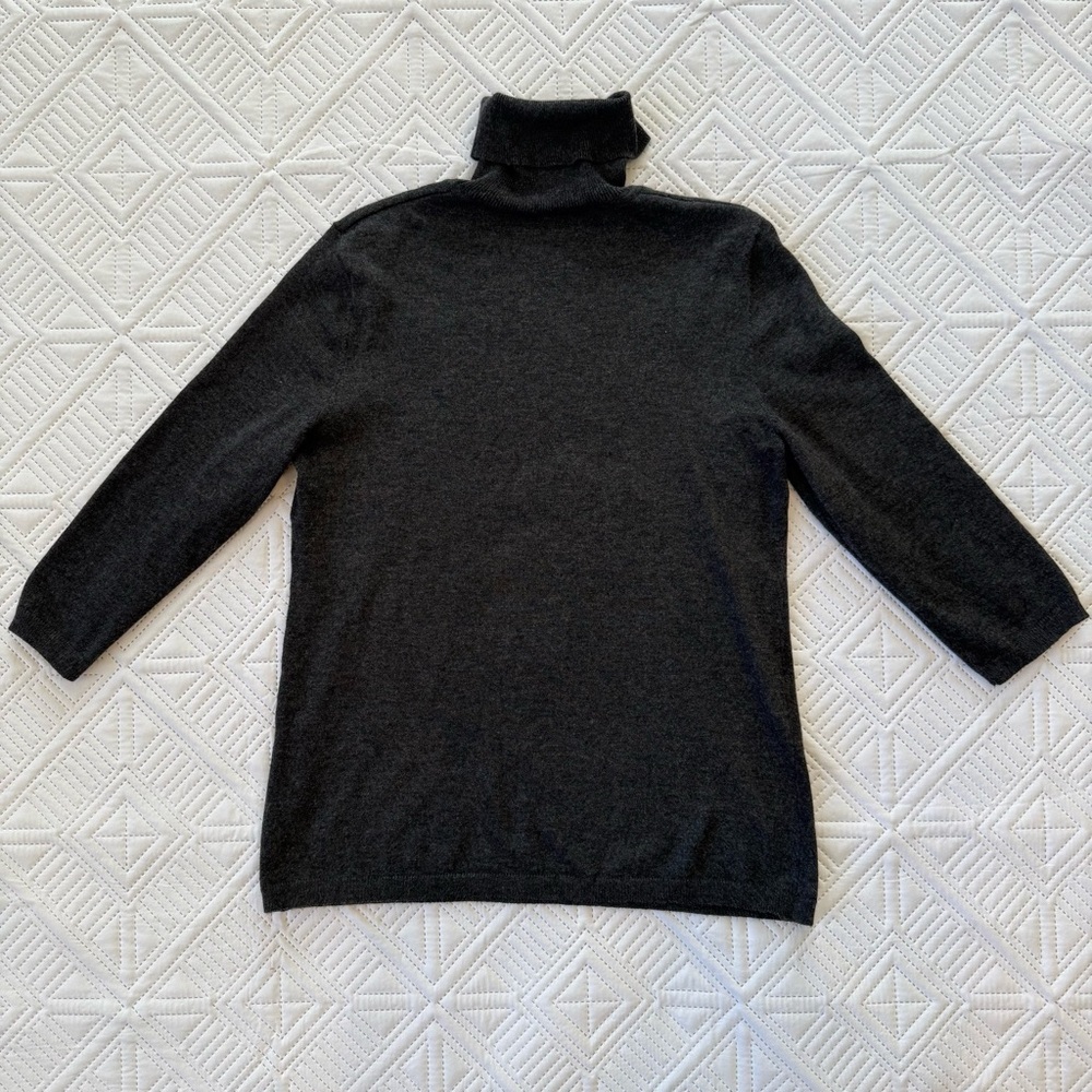 Chico's Charcoal Knit 3/4 Sleeve Turtleneck Sweater